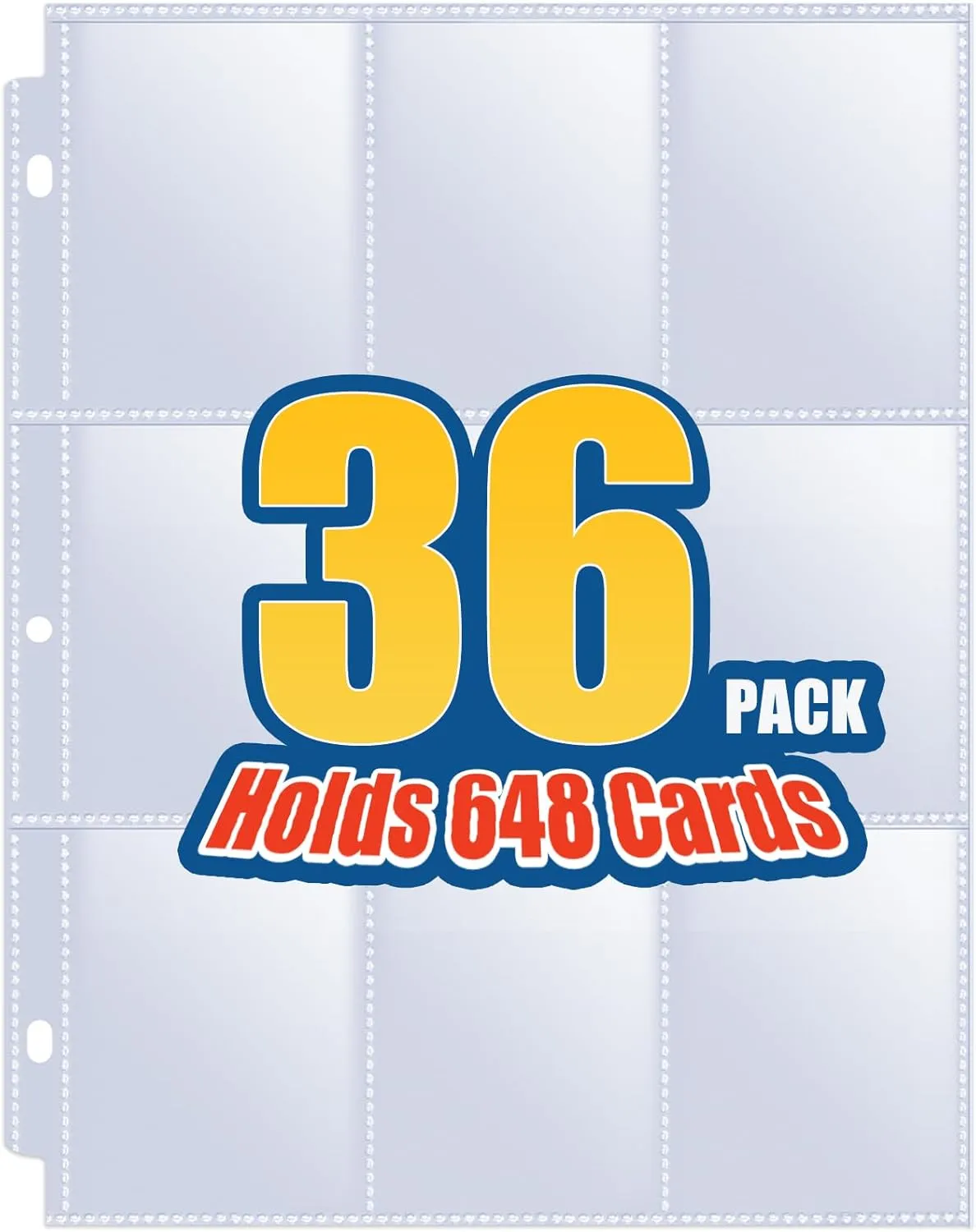 36 Pack 9 Pocket Page Protectors, Sooez Trading Card Sleeves for 3 Ring Binder, Baseball Cards Holder, Protective Pages Sheets for Binders Album, Fit for YuGiOh, MTG, Game, Business & Sports Cards