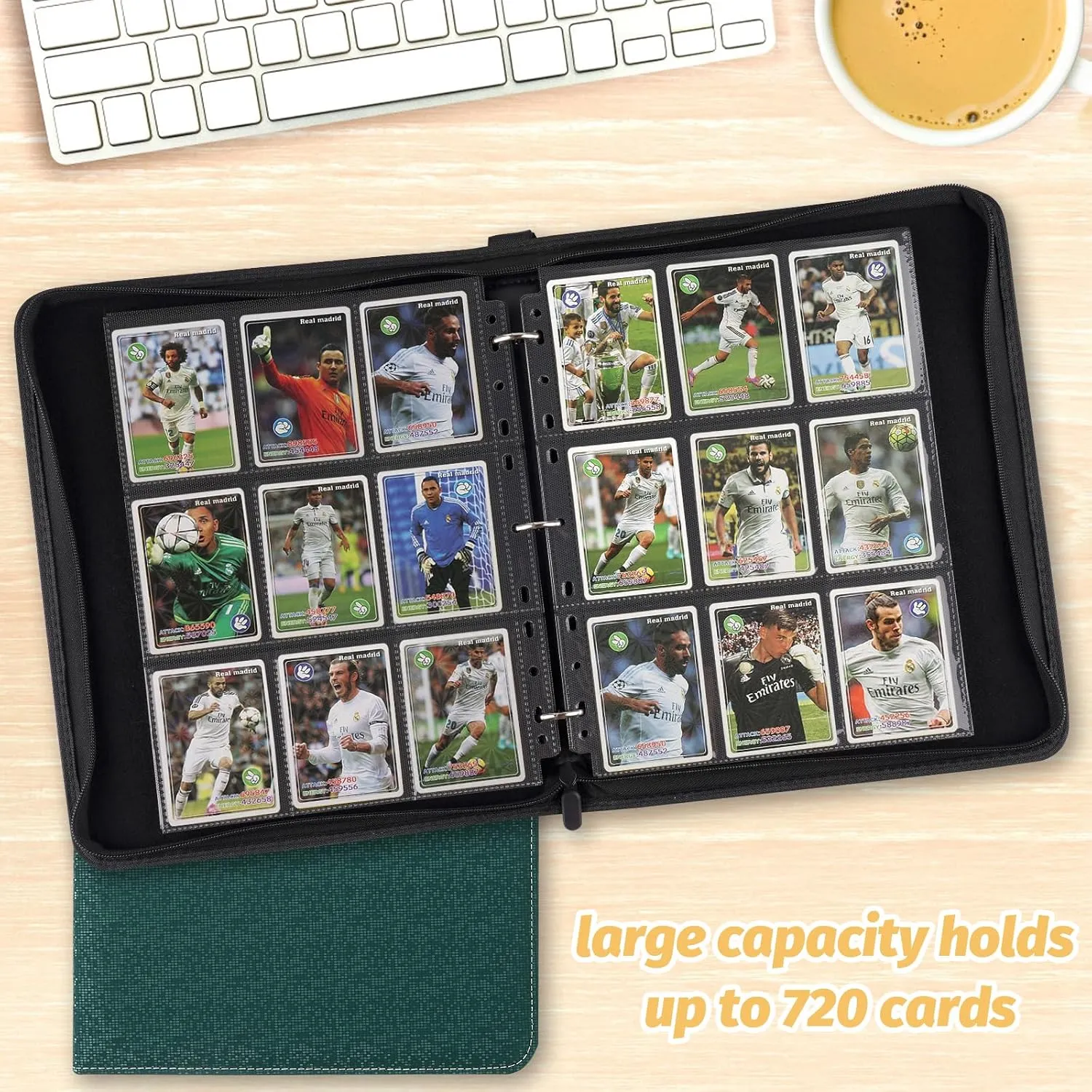 9 Pocket Card Binder, Premium Zip Trading Card Binder, 720 Double Sided Pocket PU Card Collection Binder, Collector Card Album, Card Folder for MTG, TCG, Sports Cards, Game Cards (Dark Green2)