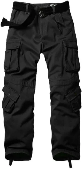 AKARMY Men's Fleece Lined Hiking Pants Outdoor Cargo Pants Casual Work Ski Pants with 8 Pockets