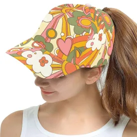 Baseball Hat, 70s Style Women's Baseball Cap, Fashion Hat, Cute Hat, Cute Cartoon Cap, Hippie Style Hat, Boho Hat, Unique Hat