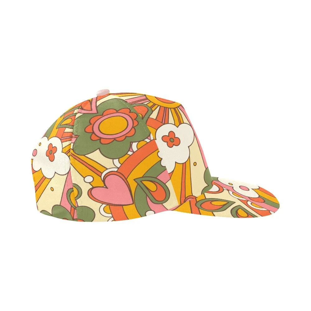 Baseball Hat, 70s Style Women's Baseball Cap, Fashion Hat, Cute Hat, Cute Cartoon Cap, Hippie Style Hat, Boho Hat, Unique Hat
