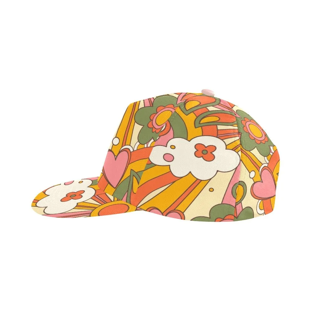 Baseball Hat, 70s Style Women's Baseball Cap, Fashion Hat, Cute Hat, Cute Cartoon Cap, Hippie Style Hat, Boho Hat, Unique Hat
