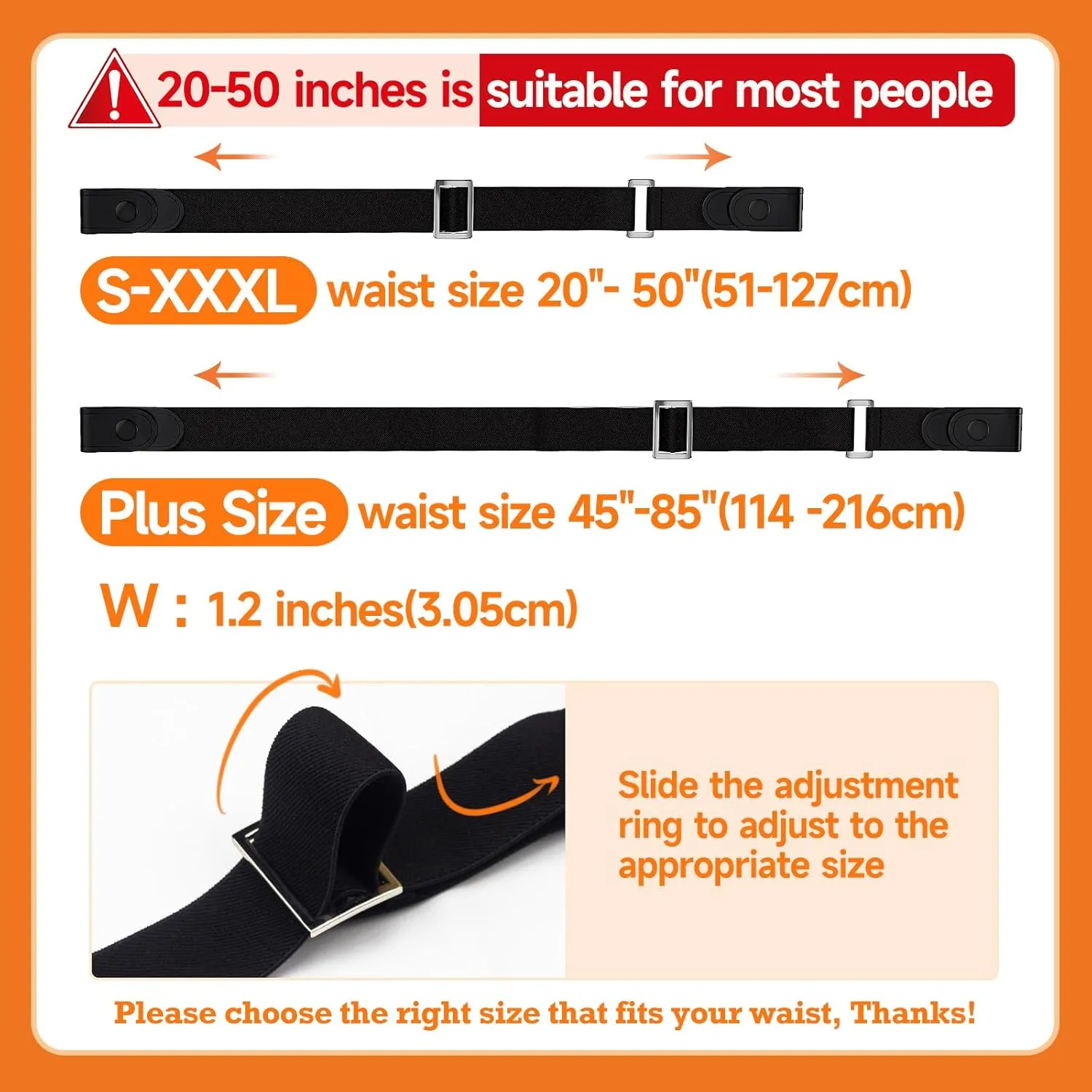 Belts for Women/Men No Buckle Elastic Belt Invisible Buckle Free Stretch Waist Belt for Jean Pants Dresses