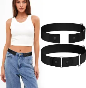 Belts for Women/Men No Buckle Elastic Belt Invisible Buckle Free Stretch Waist Belt for Jean Pants Dresses