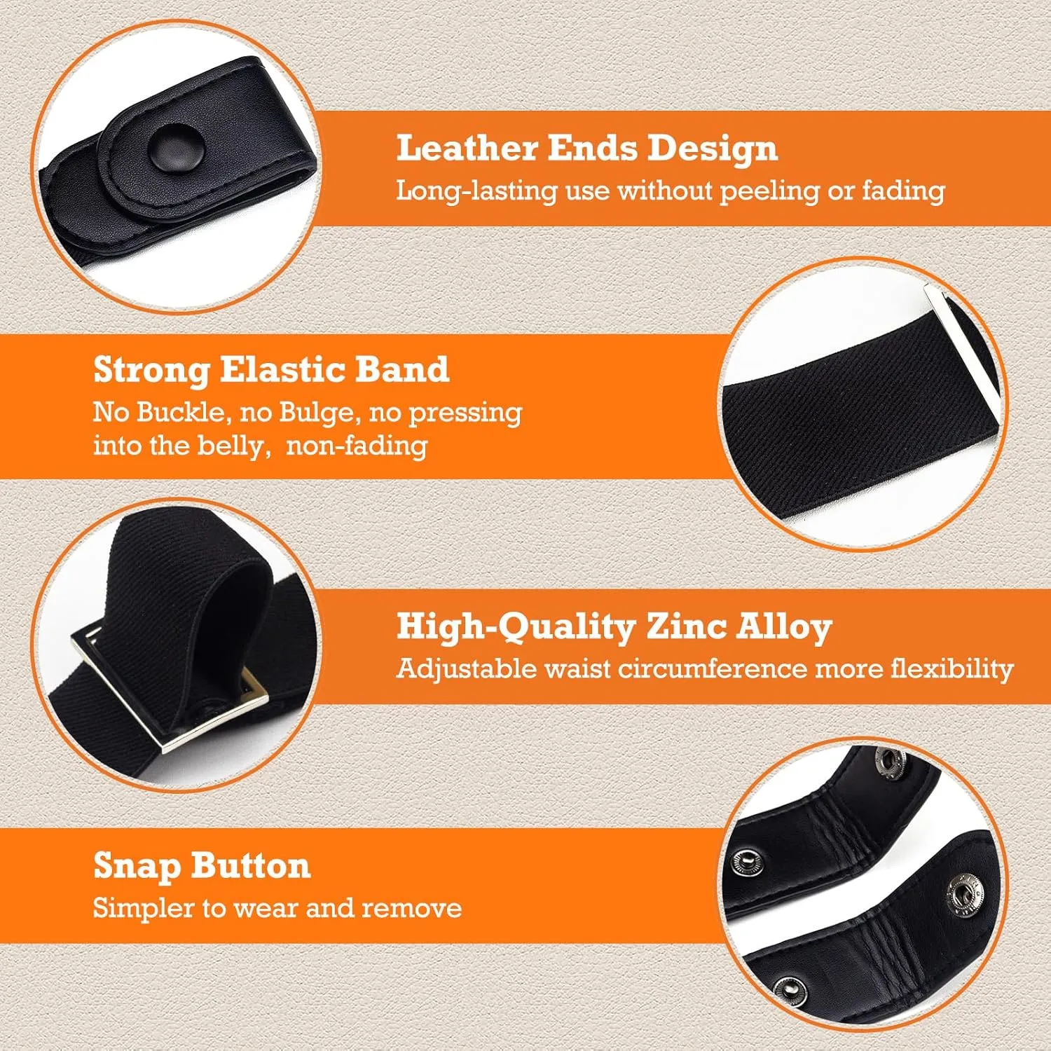 Belts for Women/Men No Buckle Elastic Belt Invisible Buckle Free Stretch Waist Belt for Jean Pants Dresses