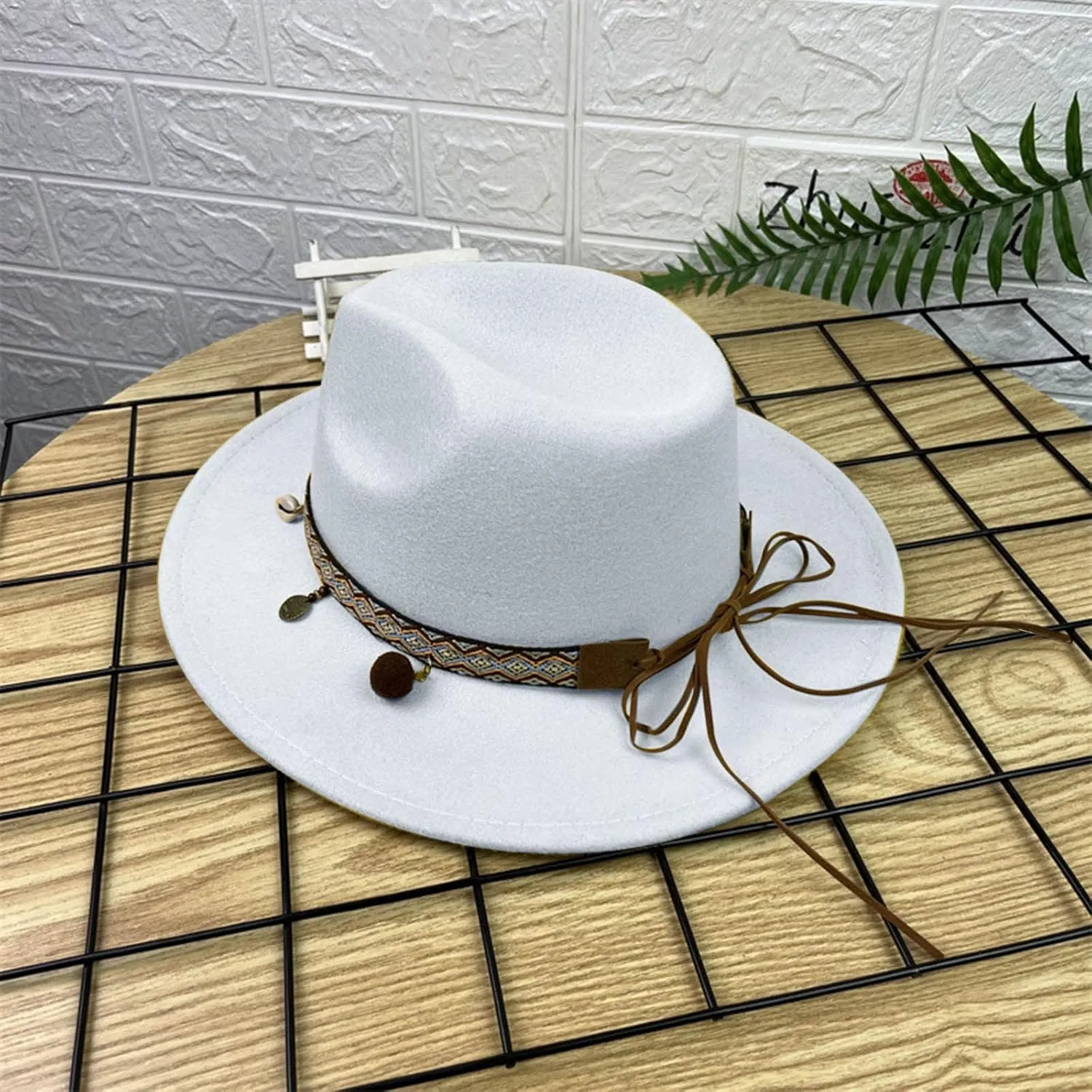 Big Wide Brim Fedora Hat for Women Western Hats Women's Solid Color Panama Rancher Hat
