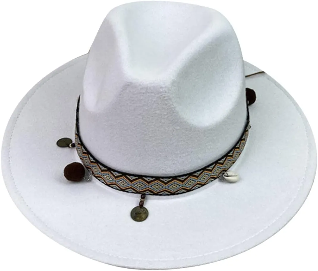Big Wide Brim Fedora Hat for Women Western Hats Women's Solid Color Panama Rancher Hat