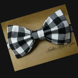 Black White Buffalo Plaid Bow Tie