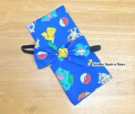 Blue Pokemon Character Bow Tie Suspender Set