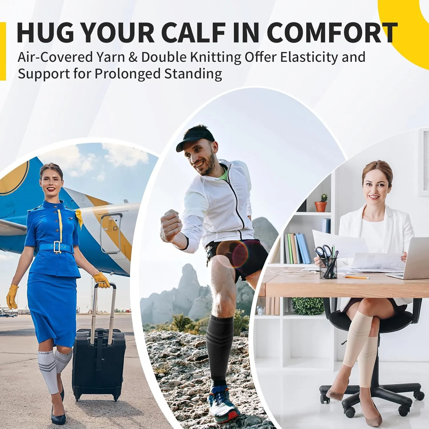 CAMBIVO Calf Compression Sleeve Men & Women- Shin Splint Brace Support for Legs Pain Relief, Varicose Vein Treatment