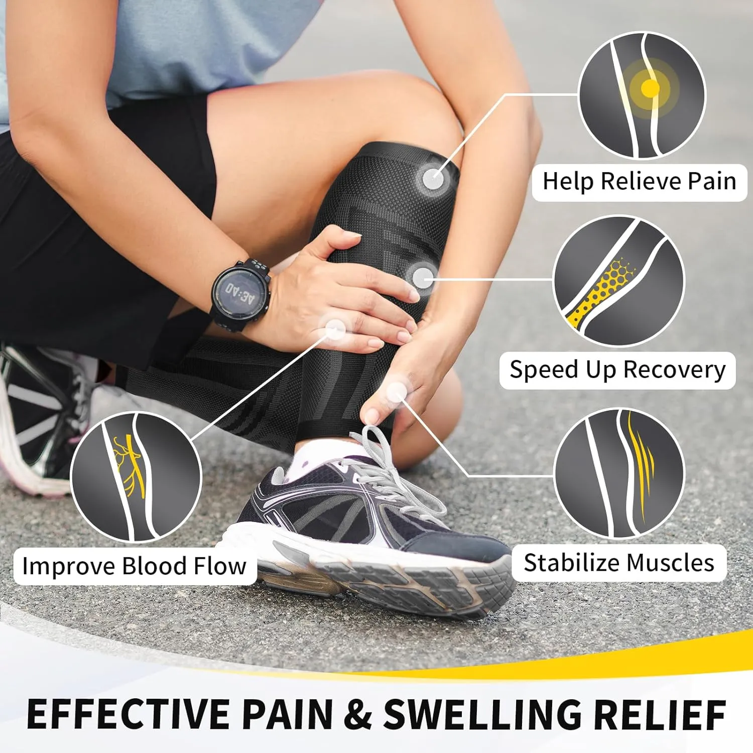 CAMBIVO Calf Compression Sleeve Men & Women- Shin Splint Brace Support for Legs Pain Relief, Varicose Vein Treatment