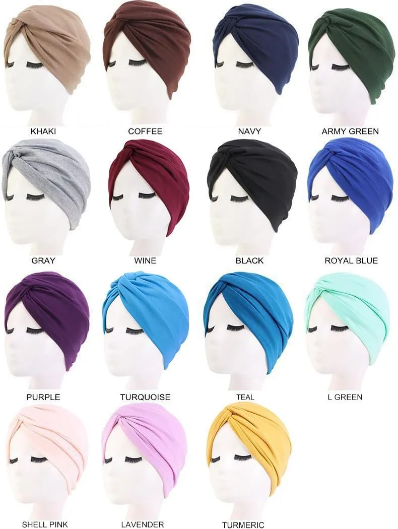 Chemo Turbans for Women - Elastic Knot Headwear Caps Pre Tied Headwrap Scarf for Cancer Head Cover