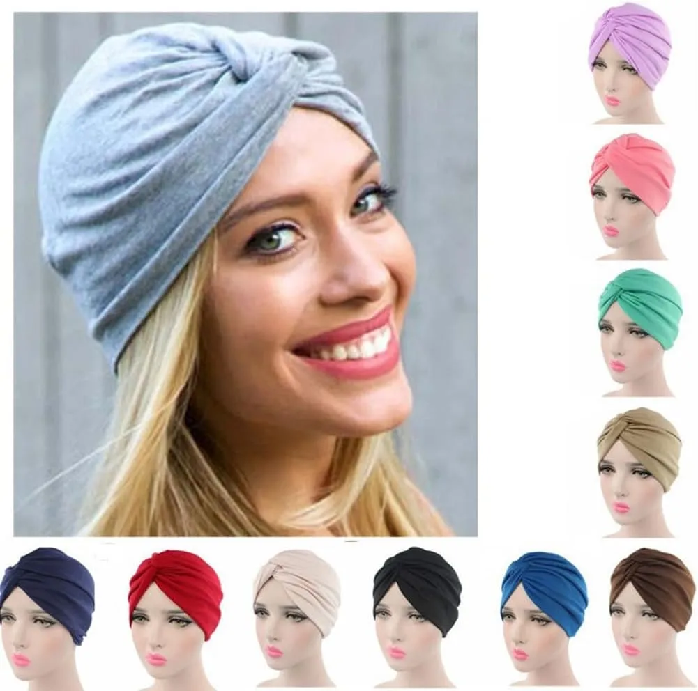 Chemo Turbans for Women - Elastic Knot Headwear Caps Pre Tied Headwrap Scarf for Cancer Head Cover