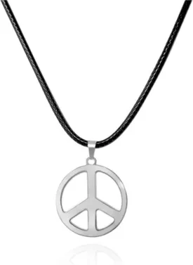COLORFUL BLING Classic Stainless Steel Love Peace Symbol Necklace 1960s 1970s Hippie Party Pendant Jewelry for Men Women Accessories