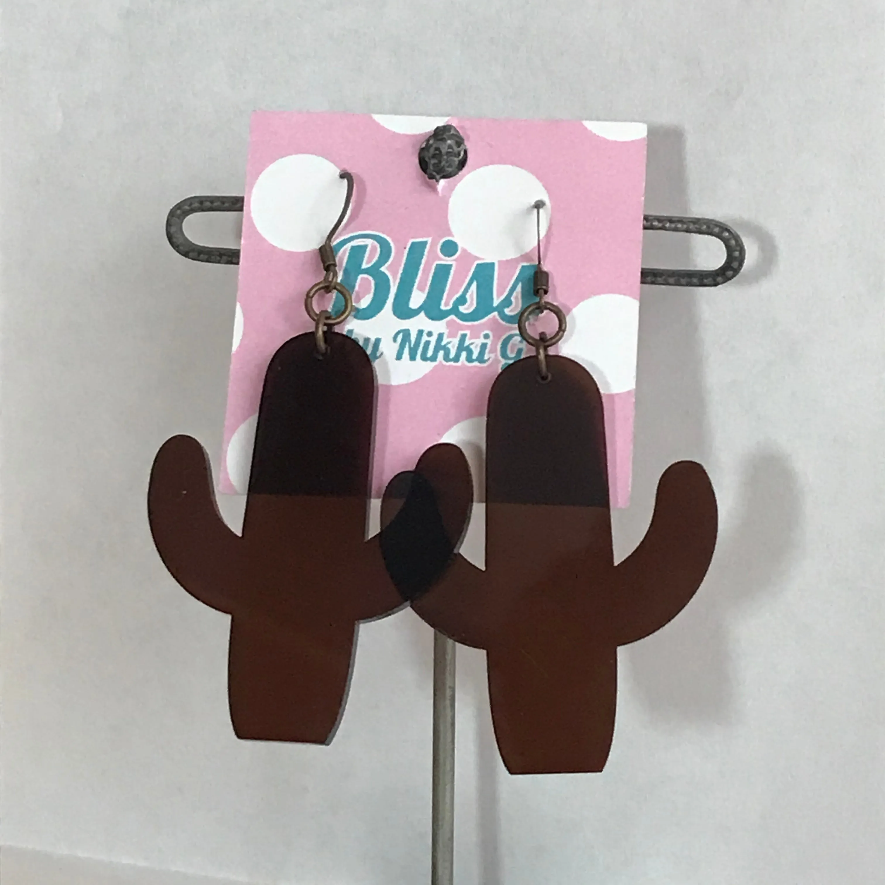 Crystal Cactus Acrylic Statement Earrings