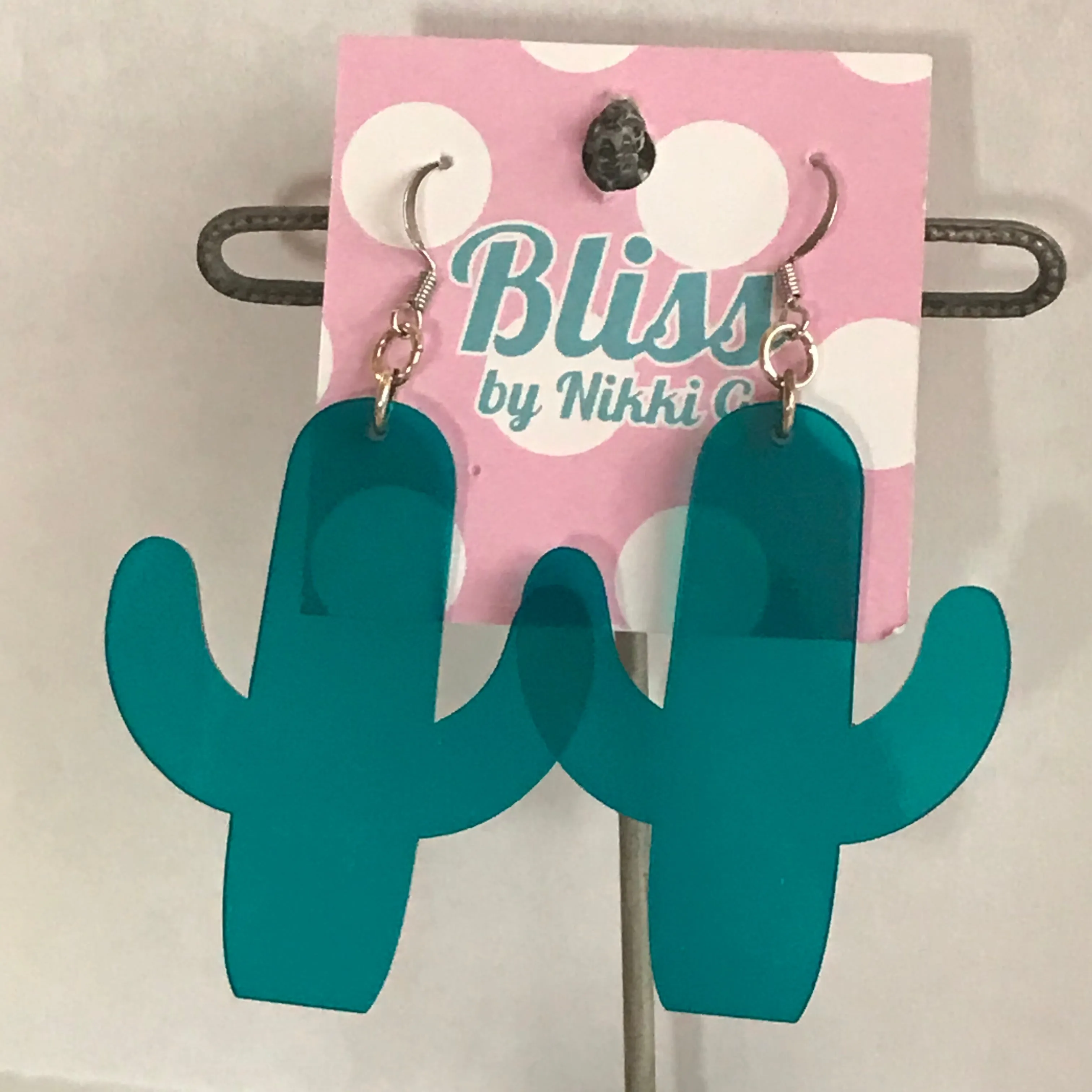 Crystal Cactus Acrylic Statement Earrings