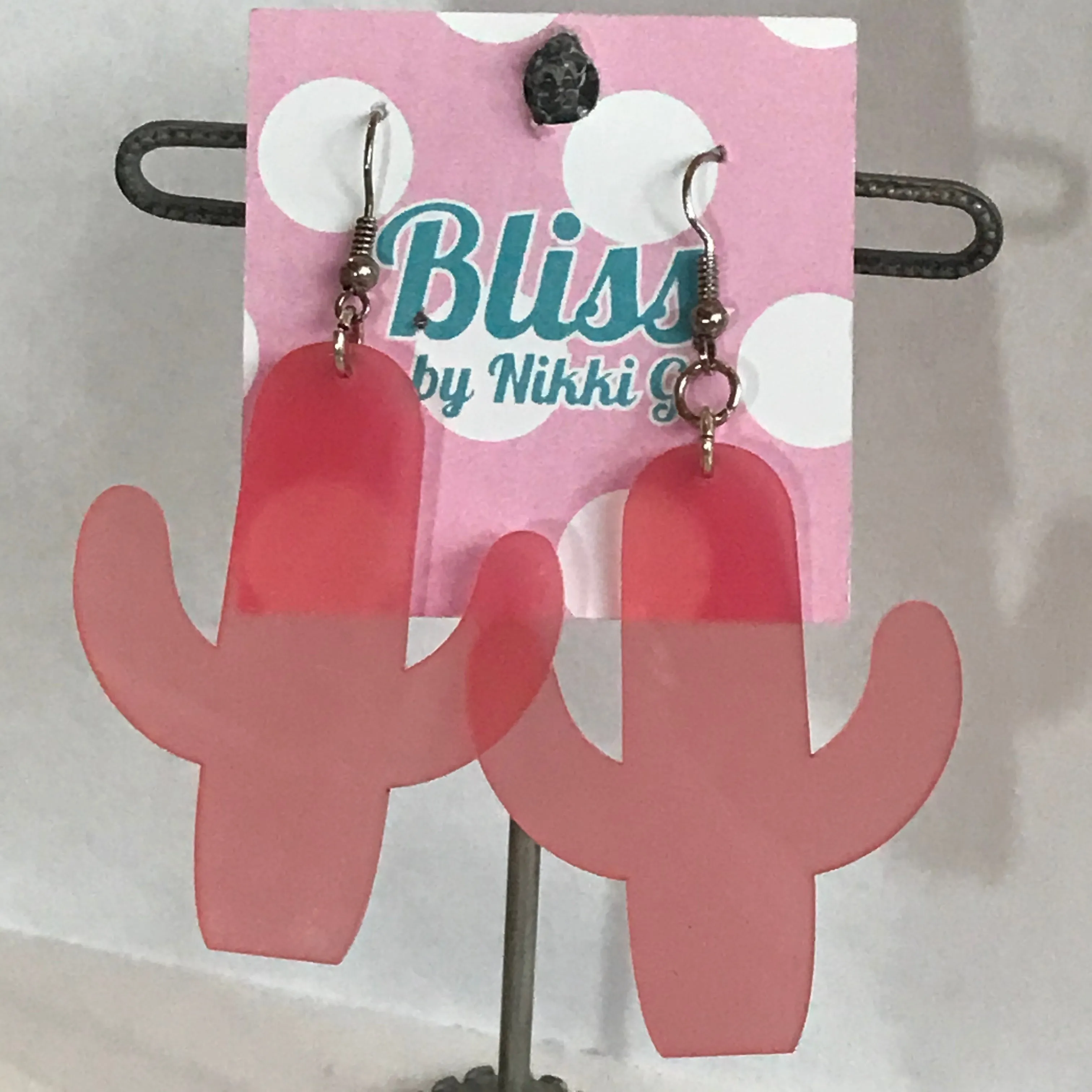 Crystal Cactus Acrylic Statement Earrings