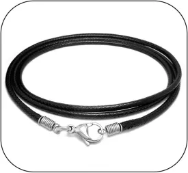 CSIYANJRY99 Leather Necklaces Cord with Stainless Steel Clasp 16inch To 28inch Black 2.5mm Leather Choker Necklaces Cord Accessory Jewelry for Men Woman