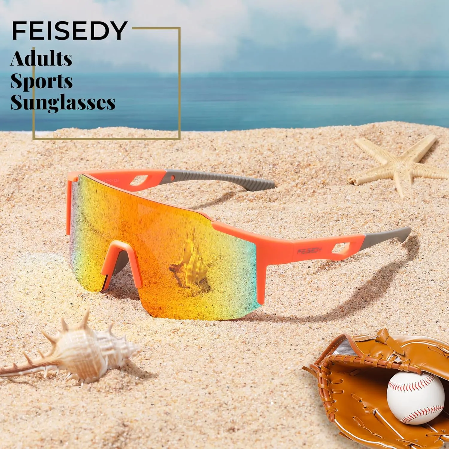 FEISEDY Sports Sunglasses for Men, Women and Teens - Baseball, Biking, Cycling UV400 Protection B2388
