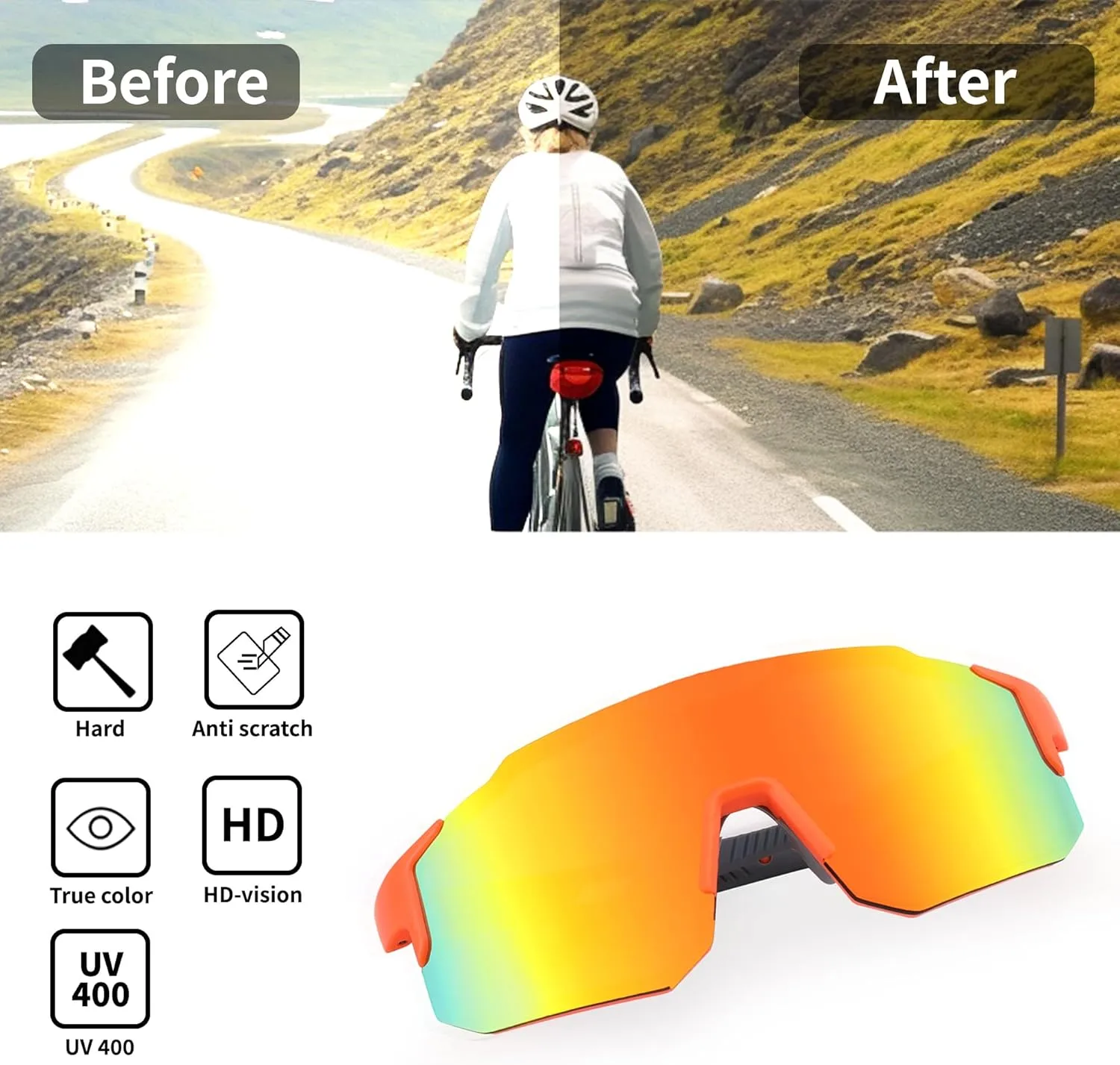 FEISEDY Sports Sunglasses for Men, Women and Teens - Baseball, Biking, Cycling UV400 Protection B2388