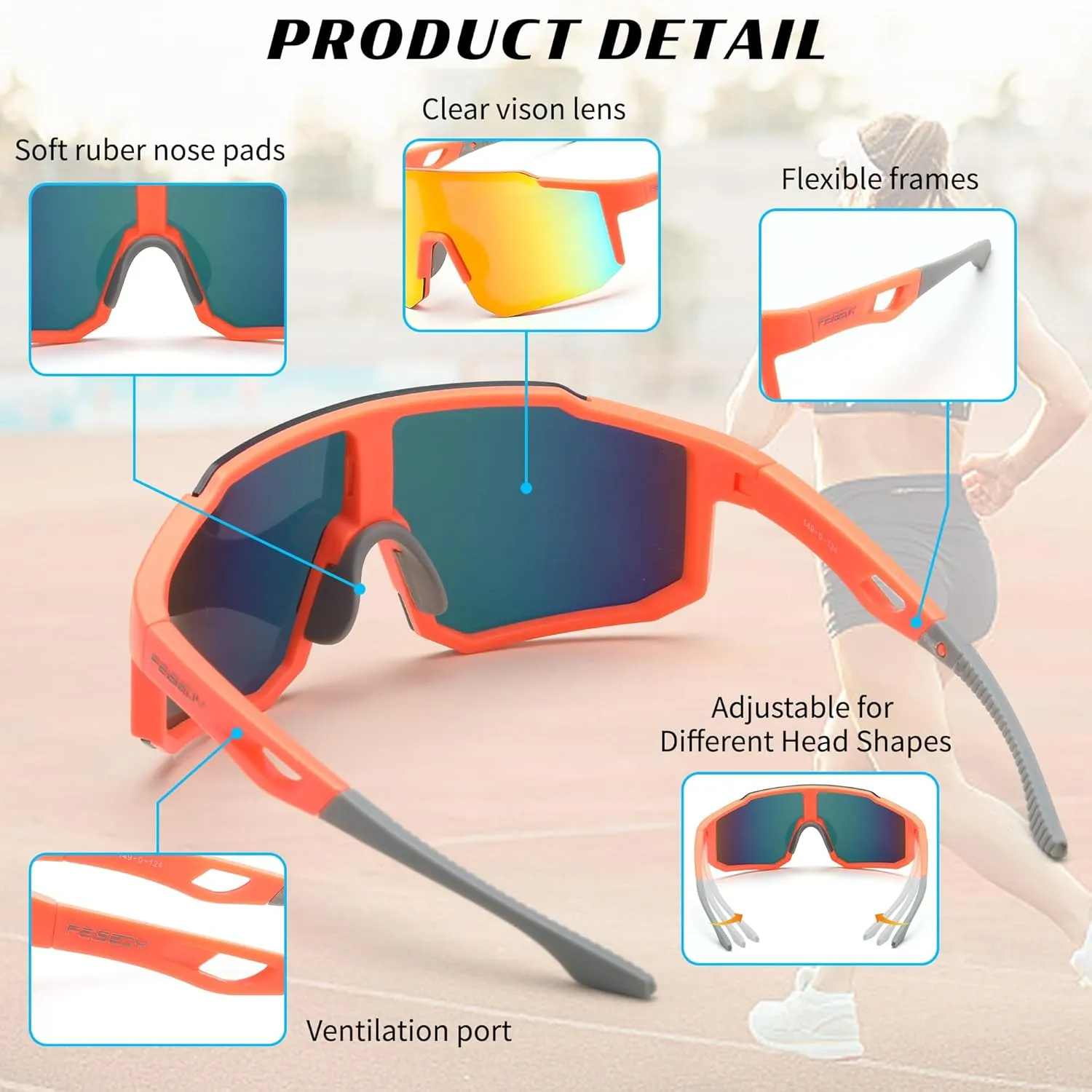 FEISEDY Sports Sunglasses for Men, Women and Teens - Baseball, Biking, Cycling UV400 Protection B2388
