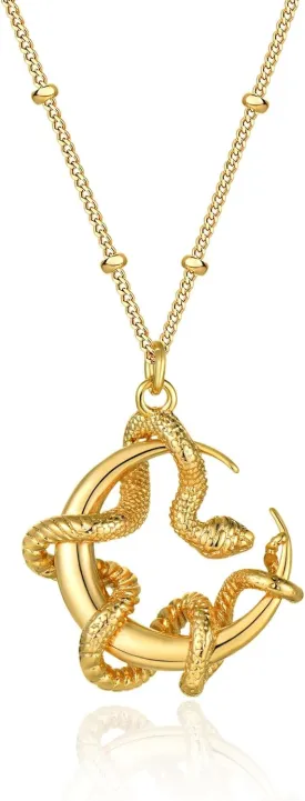 Fettero Gold Necklace for Women Snake Pendant 14K Gold Plated Charm Snake Animal Necklace for Everyday Jewelry