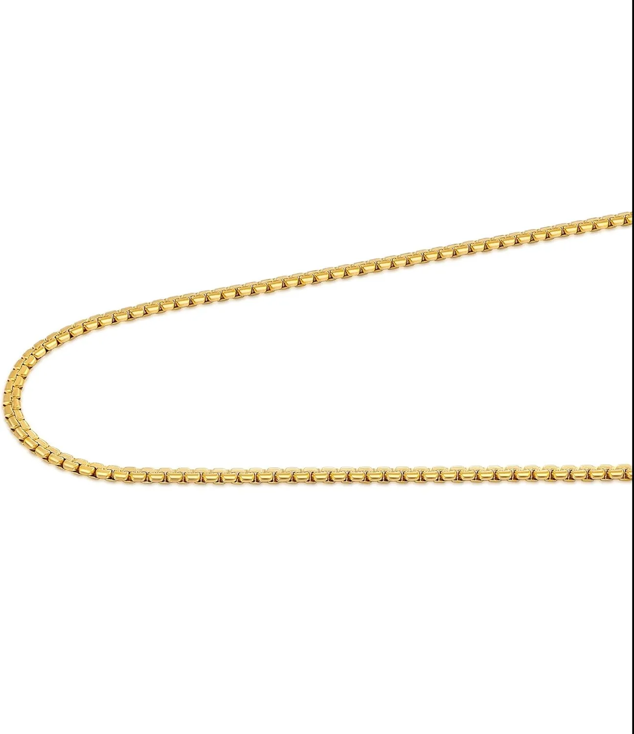 Fiusem Flat Box Chains for Men, 14k Gold Plated Stainless Steel Chain Necklace, 3/5mm Necklaces for Men and Women 16-28 Inch