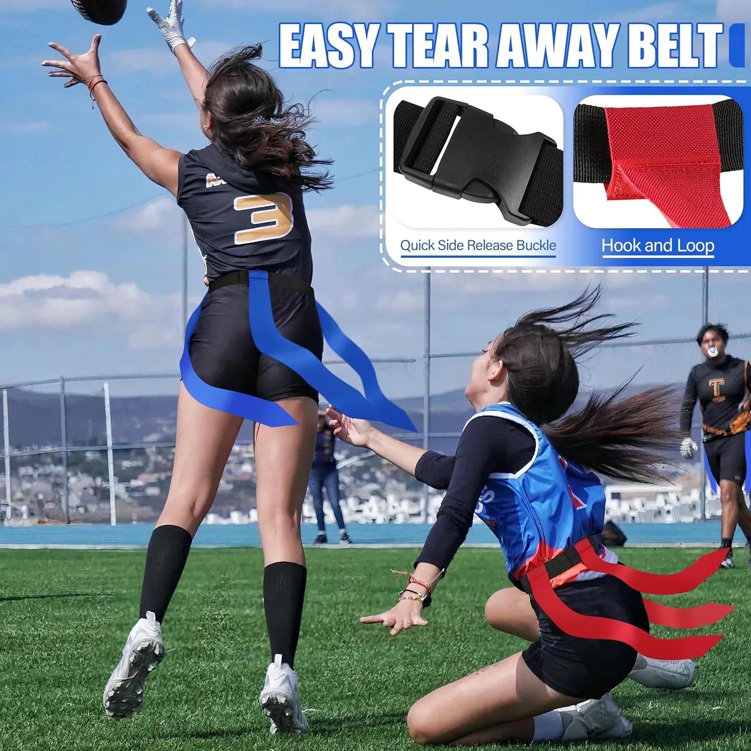 Flag Football Belts, 14 Player Flag Football Set with 42 Flags for Kids Youth and Adults Training Equipment