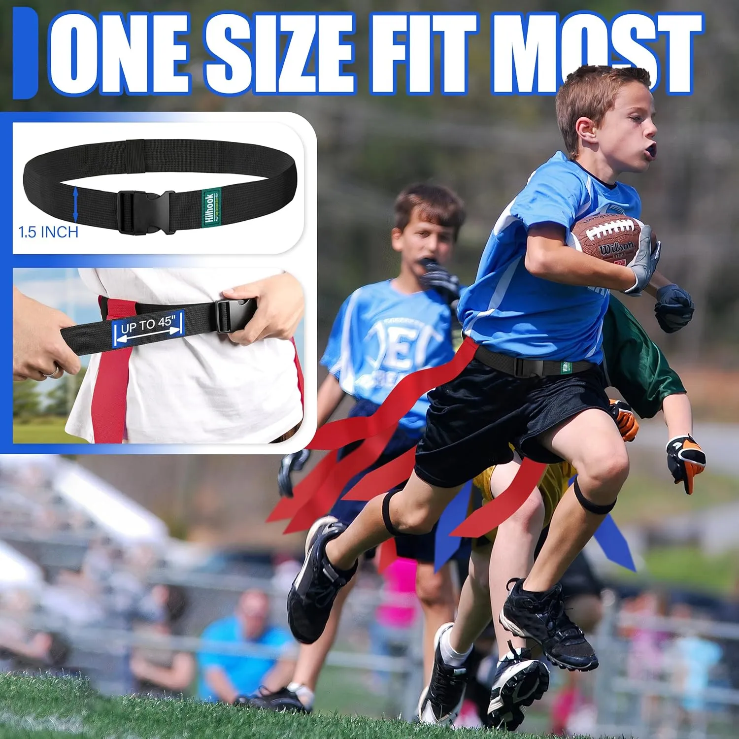 Flag Football Belts, 14 Player Flag Football Set with 42 Flags for Kids Youth and Adults Training Equipment