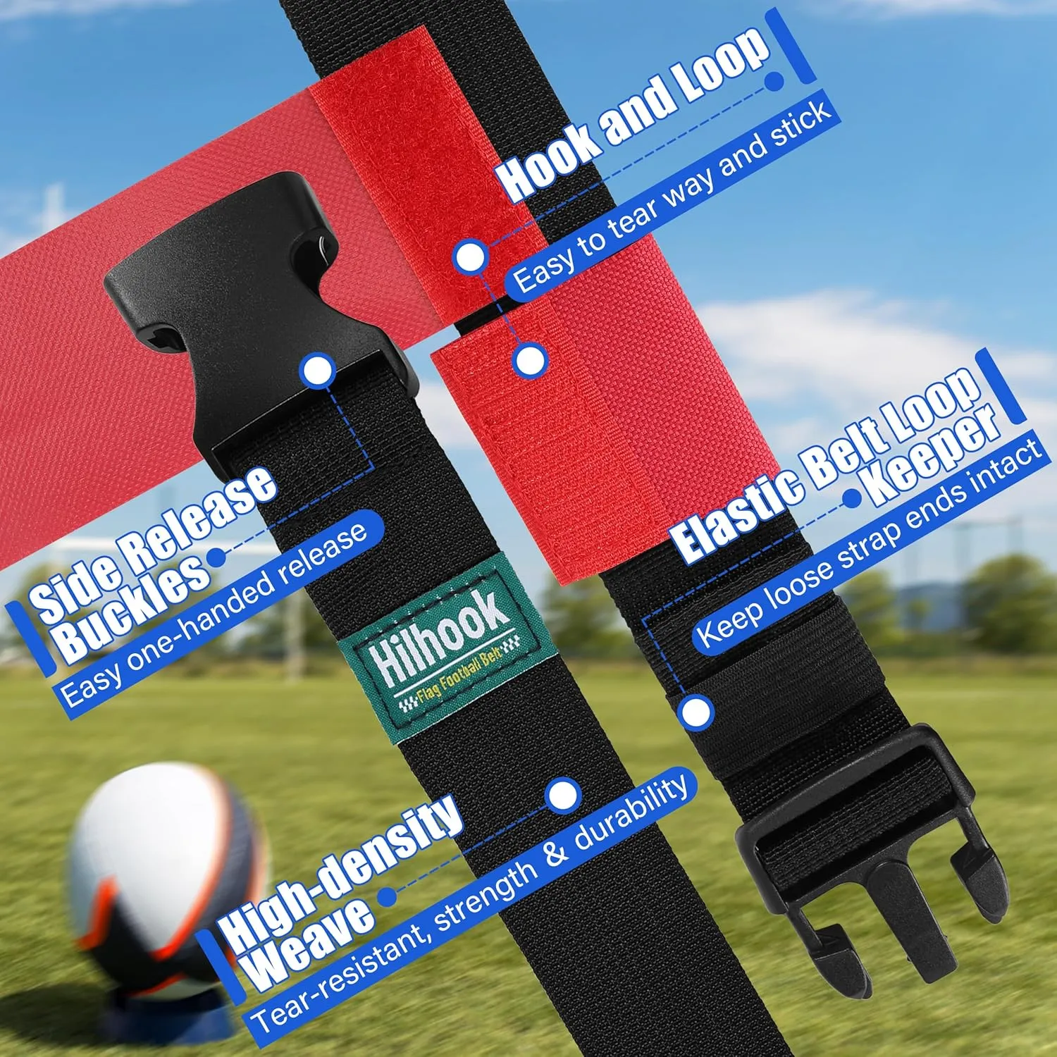 Flag Football Belts, 14 Player Flag Football Set with 42 Flags for Kids Youth and Adults Training Equipment