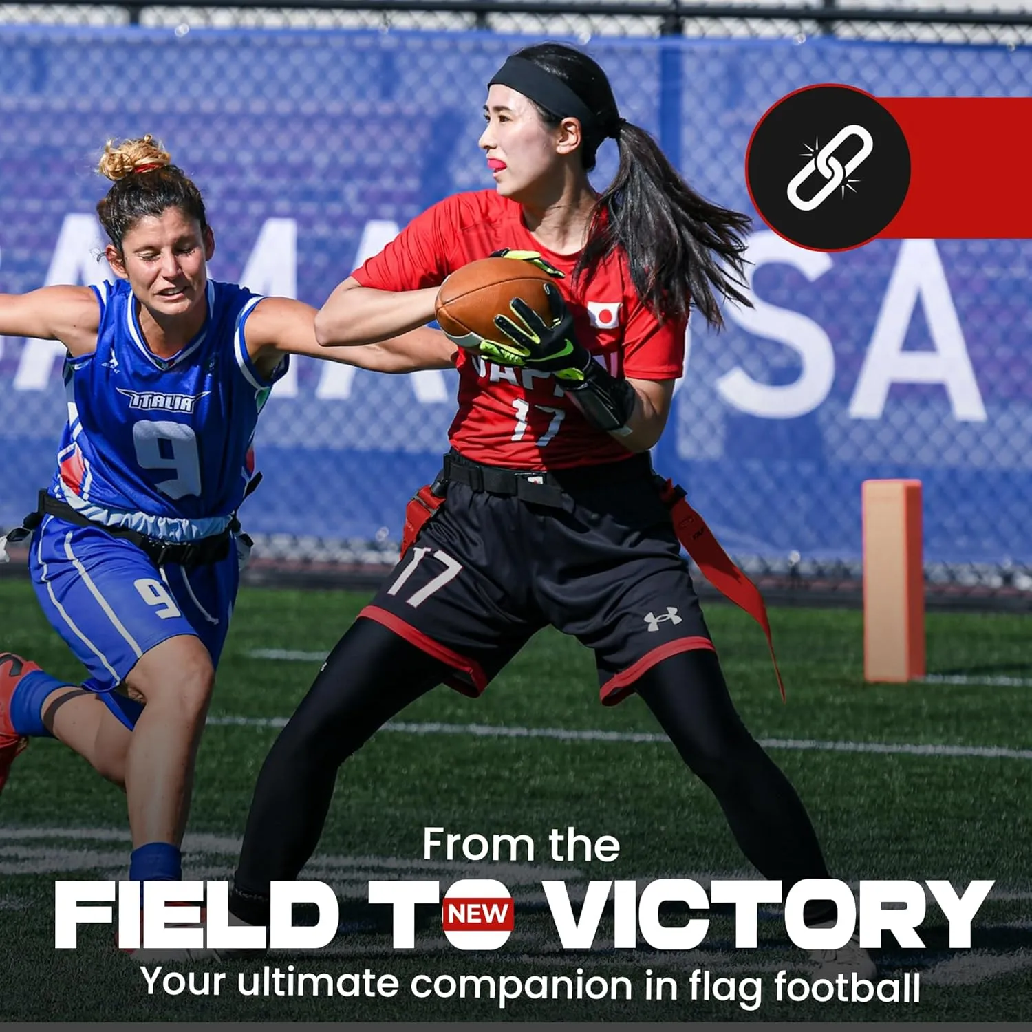 Gameday- Flag Football Set-Complete (10 Player) Flag Belts and Flags Set, (4 Pcs) Agility Cones w/Carry bag