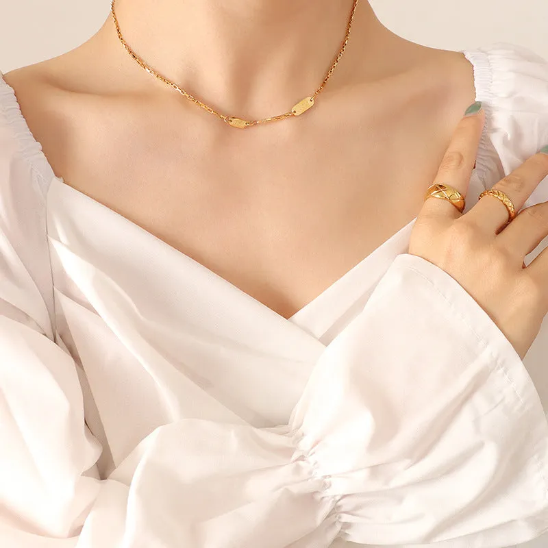 Gold Plated Korean Double Clavicle Chain Necklace with Titanium Finish