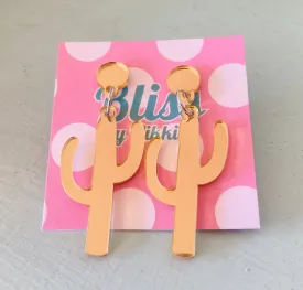 Golden Cactus Acrylic Statement Earrings