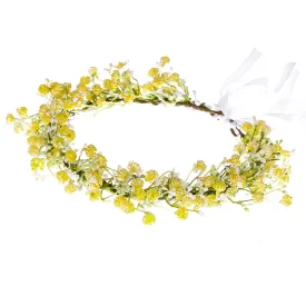 Handmade Yellow Flower Crown Headband Floral Headpiece Fairy Hair Wreath Flower Hair Accessories for Girls Weeding Bride Cosplay Party