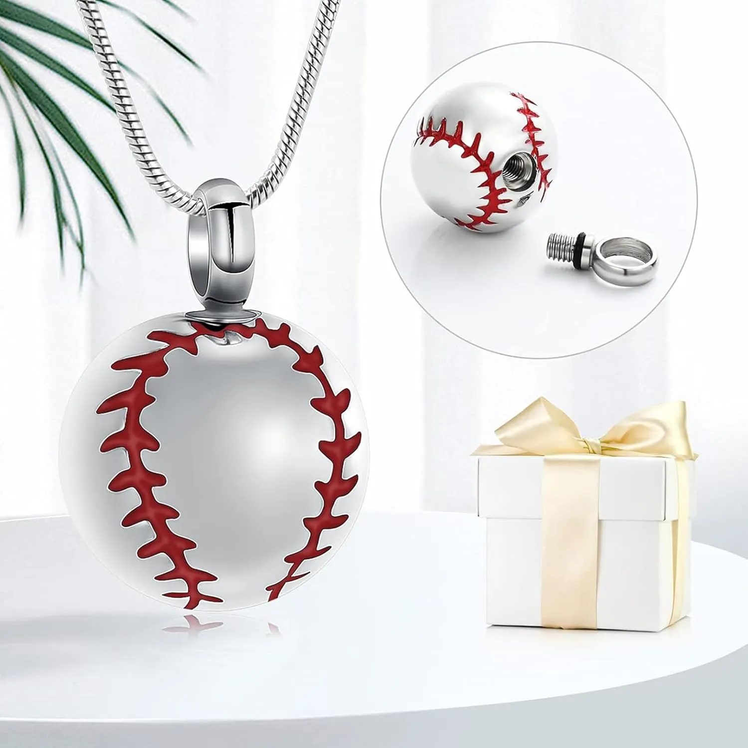 Hearbeingt 2 Pieces Baseball Urn Necklaces for Ashes Baseball Bat Stainless Steel Cremation Jewelry Memorial Pendant for Women Men Loved One Memorial Ashe Pendant