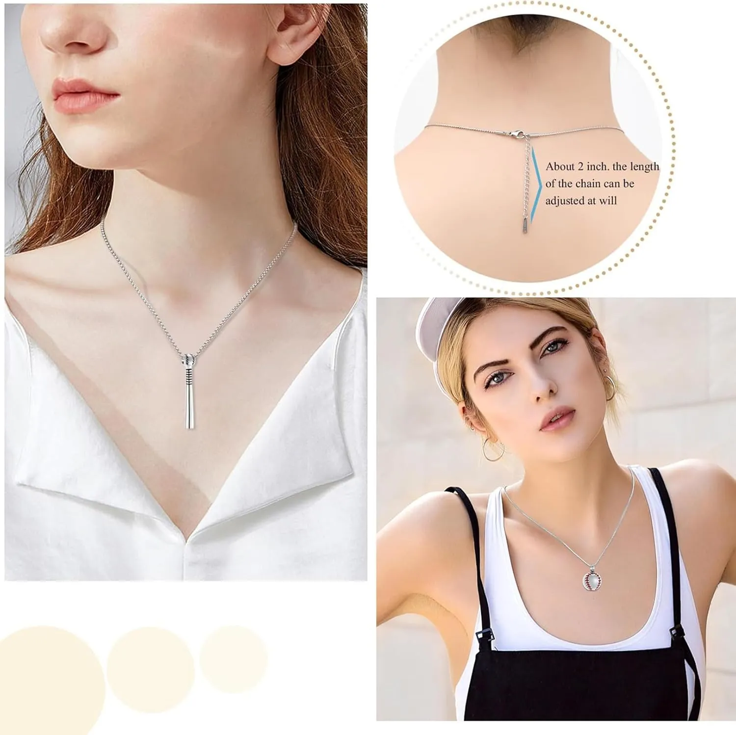 Hearbeingt 2 Pieces Baseball Urn Necklaces for Ashes Baseball Bat Stainless Steel Cremation Jewelry Memorial Pendant for Women Men Loved One Memorial Ashe Pendant