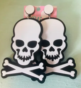 Huge Skull and Crossbones Acrylic Statement Earrings