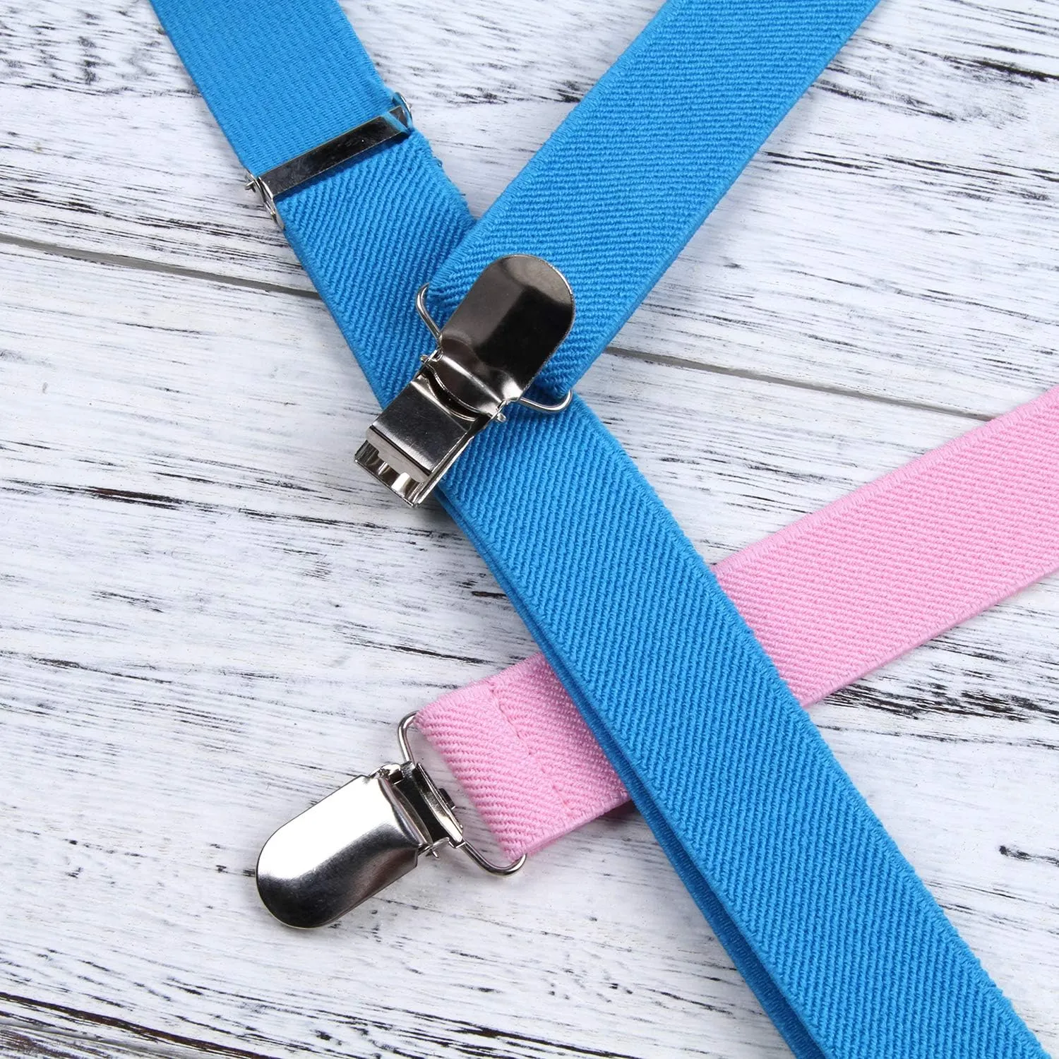 ICObuty Men's Bow Tie and Y Shape Suspender Set Adjustable Elastic Solid Color