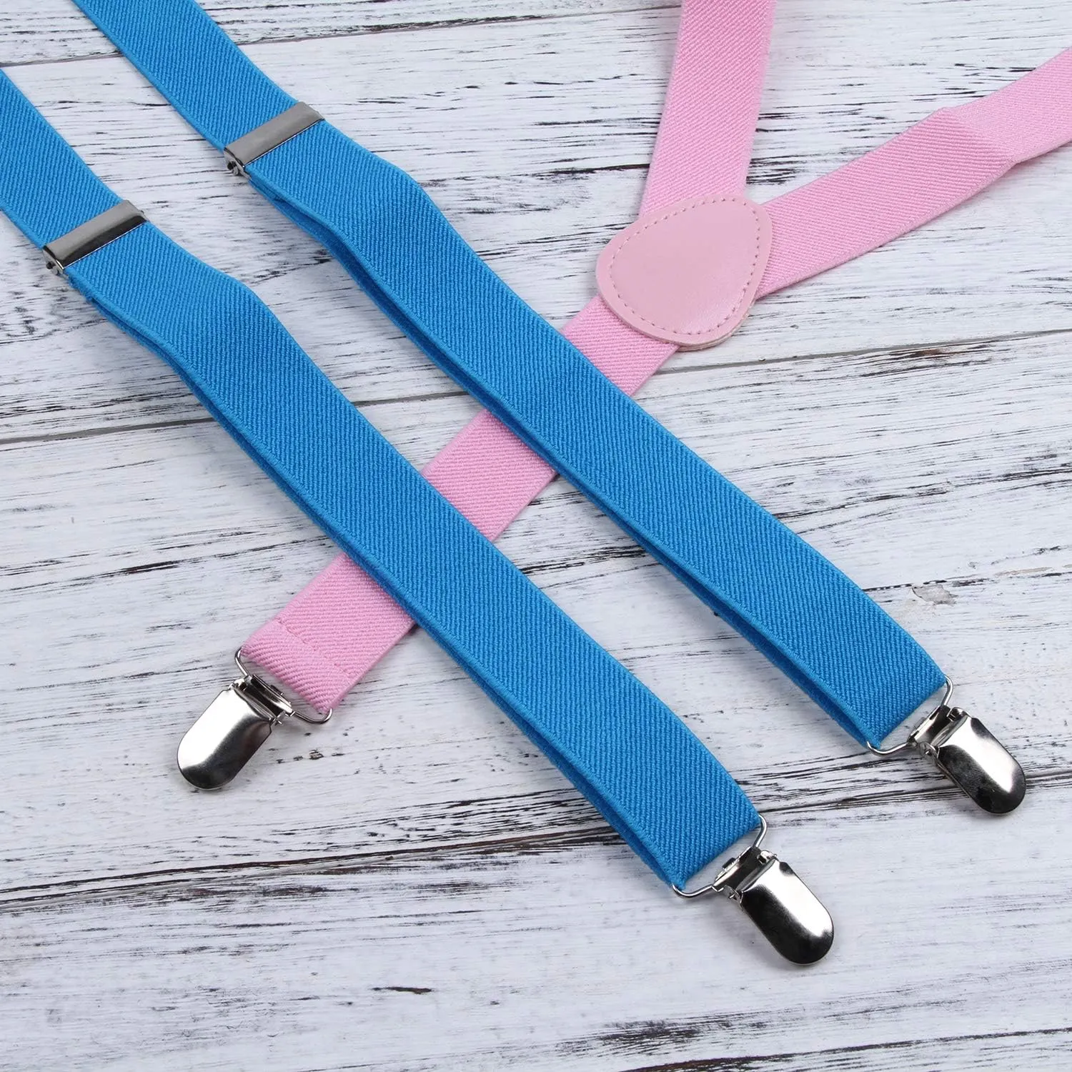 ICObuty Men's Bow Tie and Y Shape Suspender Set Adjustable Elastic Solid Color