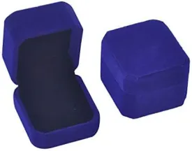 iSuperb Set of 2 Blue Velvet Couple Ring Box Earring Jewelry Case Gift Boxes 2.2x1.9x1.6inch