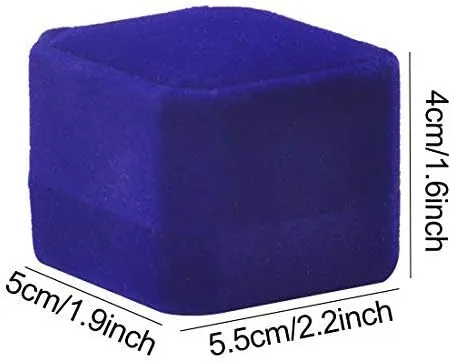 iSuperb Set of 2 Blue Velvet Couple Ring Box Earring Jewelry Case Gift Boxes 2.2x1.9x1.6inch