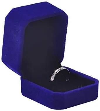 iSuperb Set of 2 Blue Velvet Couple Ring Box Earring Jewelry Case Gift Boxes 2.2x1.9x1.6inch