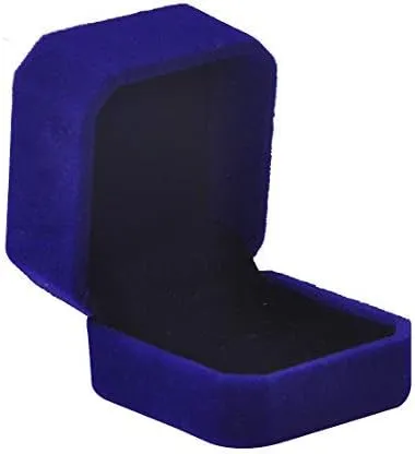 iSuperb Set of 2 Blue Velvet Couple Ring Box Earring Jewelry Case Gift Boxes 2.2x1.9x1.6inch