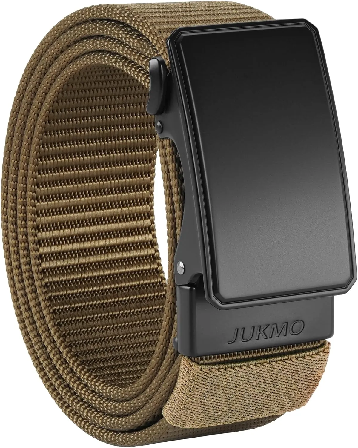 JUKMO Men's 1.5" Nylon Ratchet Belt, Casual Web Click Belt with Slide Buckle for Jeans, No Holes Adjustable Trim to Fit