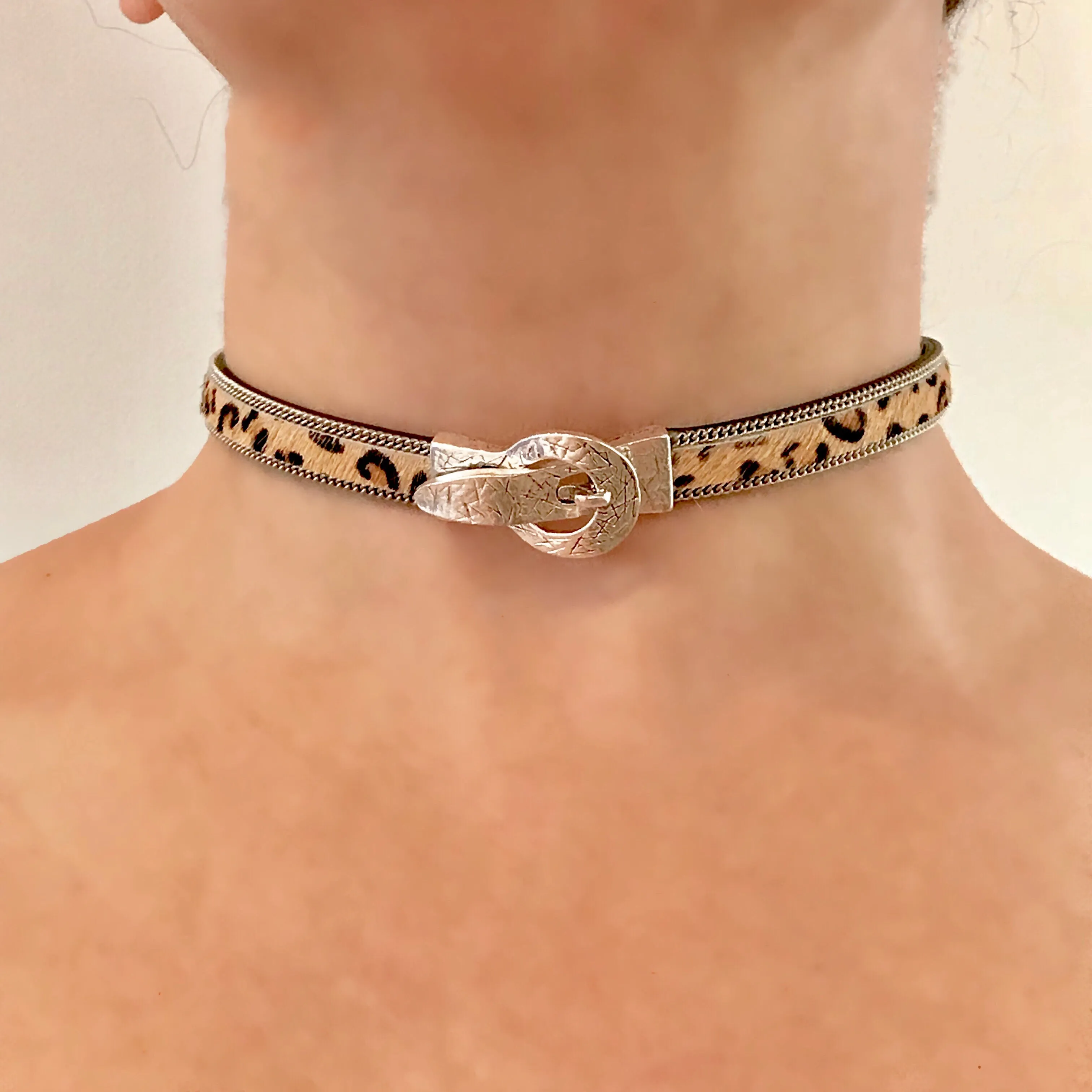 Leopard Print Hair on Leather Bracelet