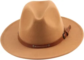 LIFKOME Flat Top Woolen Jazz Hat for Men Women Casual Elegant Wedding Party Church Hat Khaki