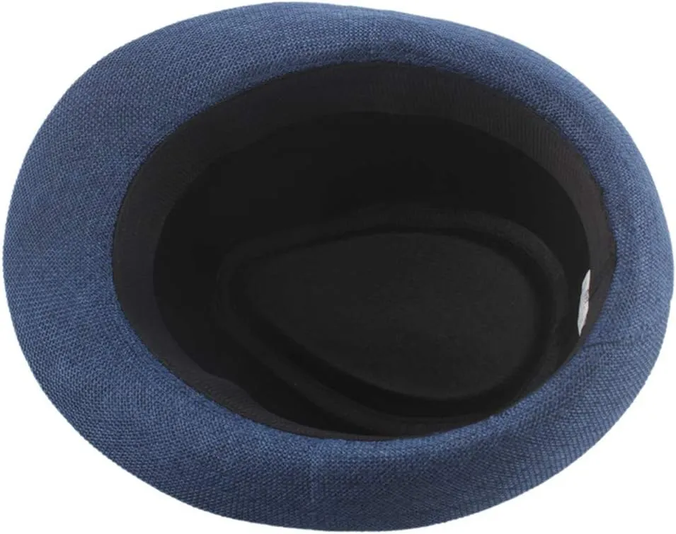 Men Fedora Hats Linen Jazz Caps Classic Solid CurlyStraw Hat Summer Sun Beach Hat Outdoor UV Protection Hat