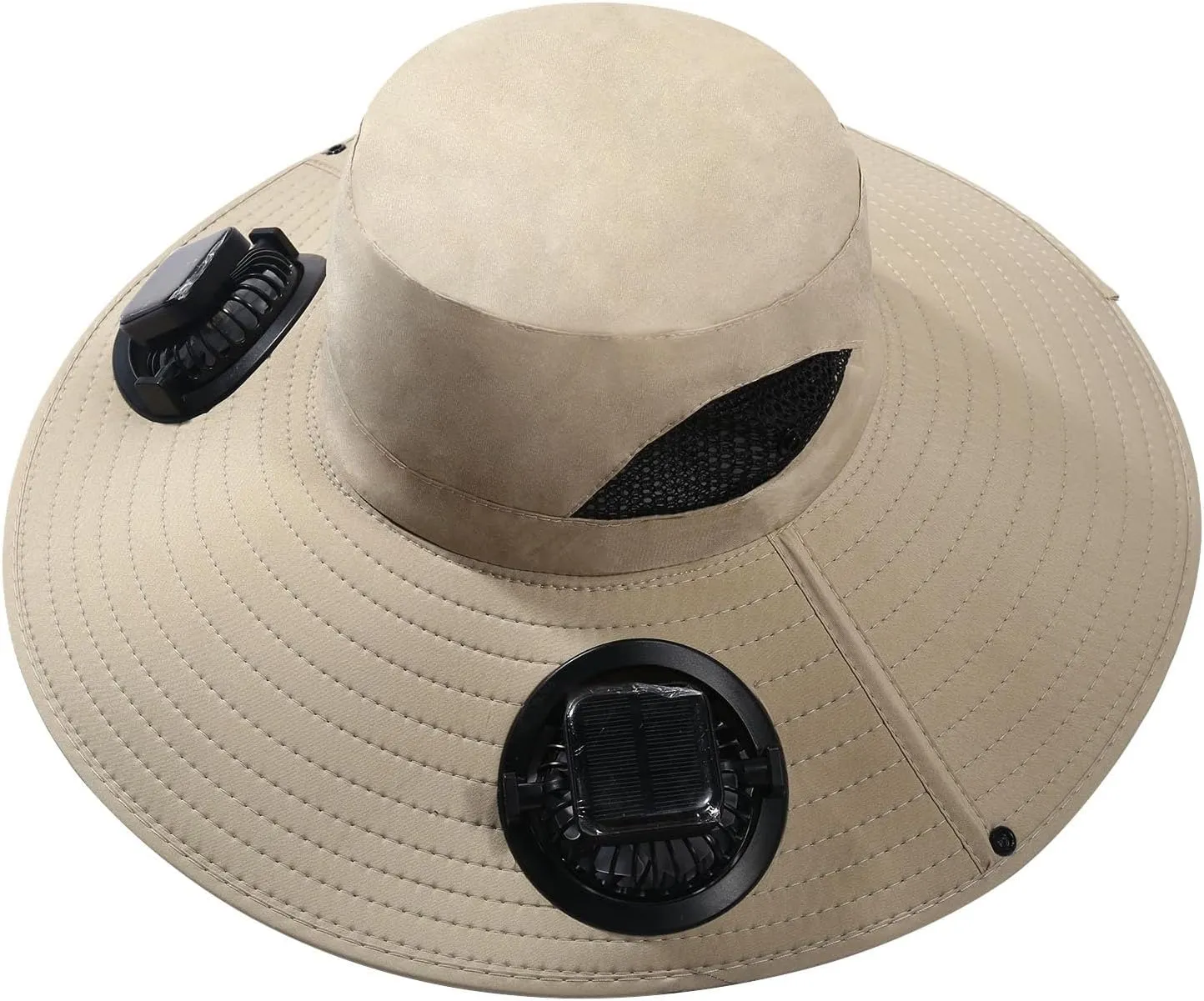 Men Women Wide Brim Sun Hats with 2 Solar Fan Waterproof Breathable Bucket Hat Outdoor Fishing Hat for Hiking Camping