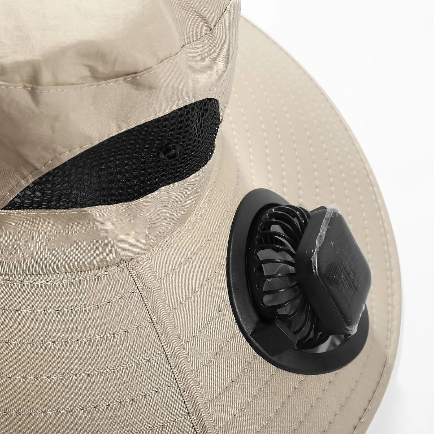 Men Women Wide Brim Sun Hats with 2 Solar Fan Waterproof Breathable Bucket Hat Outdoor Fishing Hat for Hiking Camping