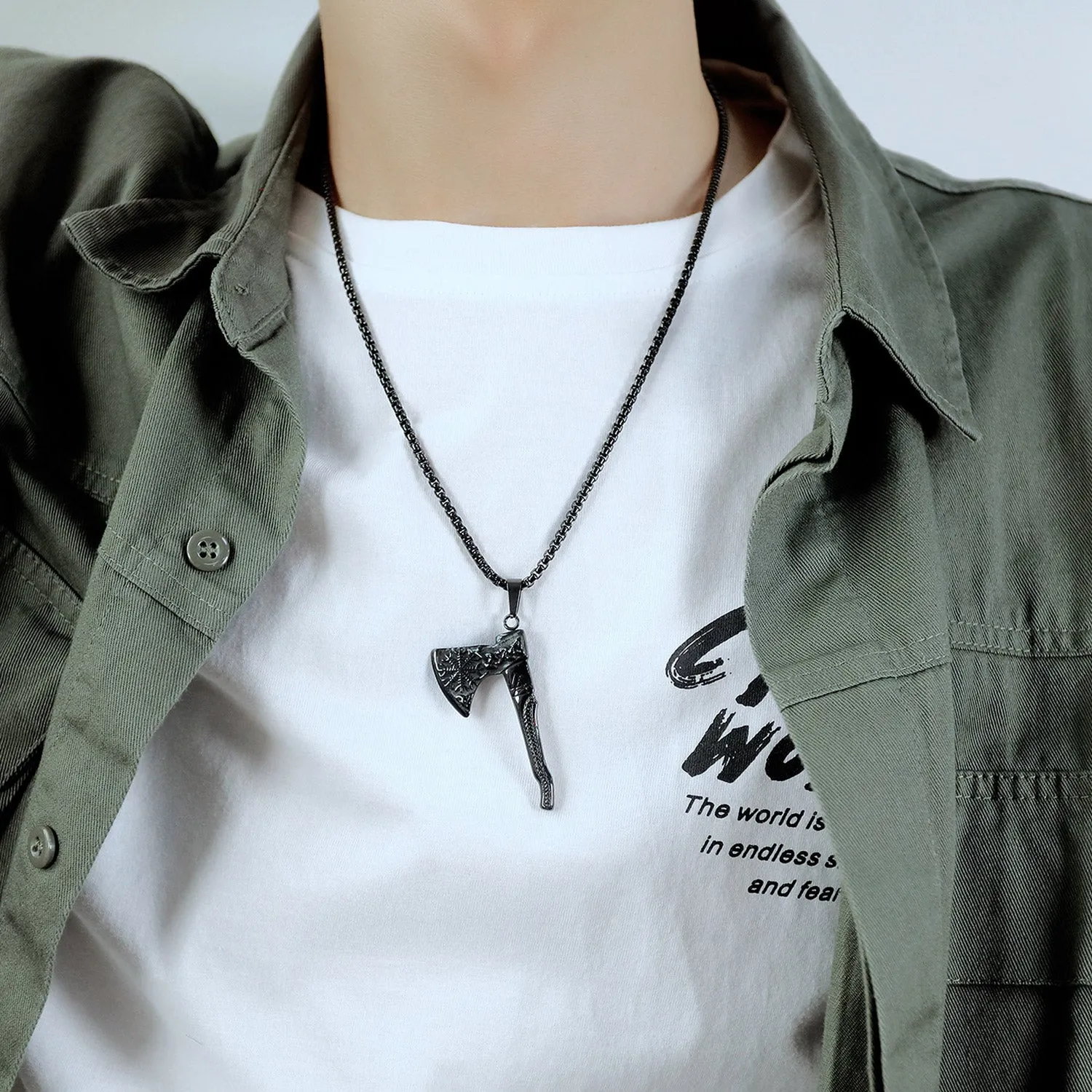 Men's Fashion Hip Hop AX Pendant Necklace